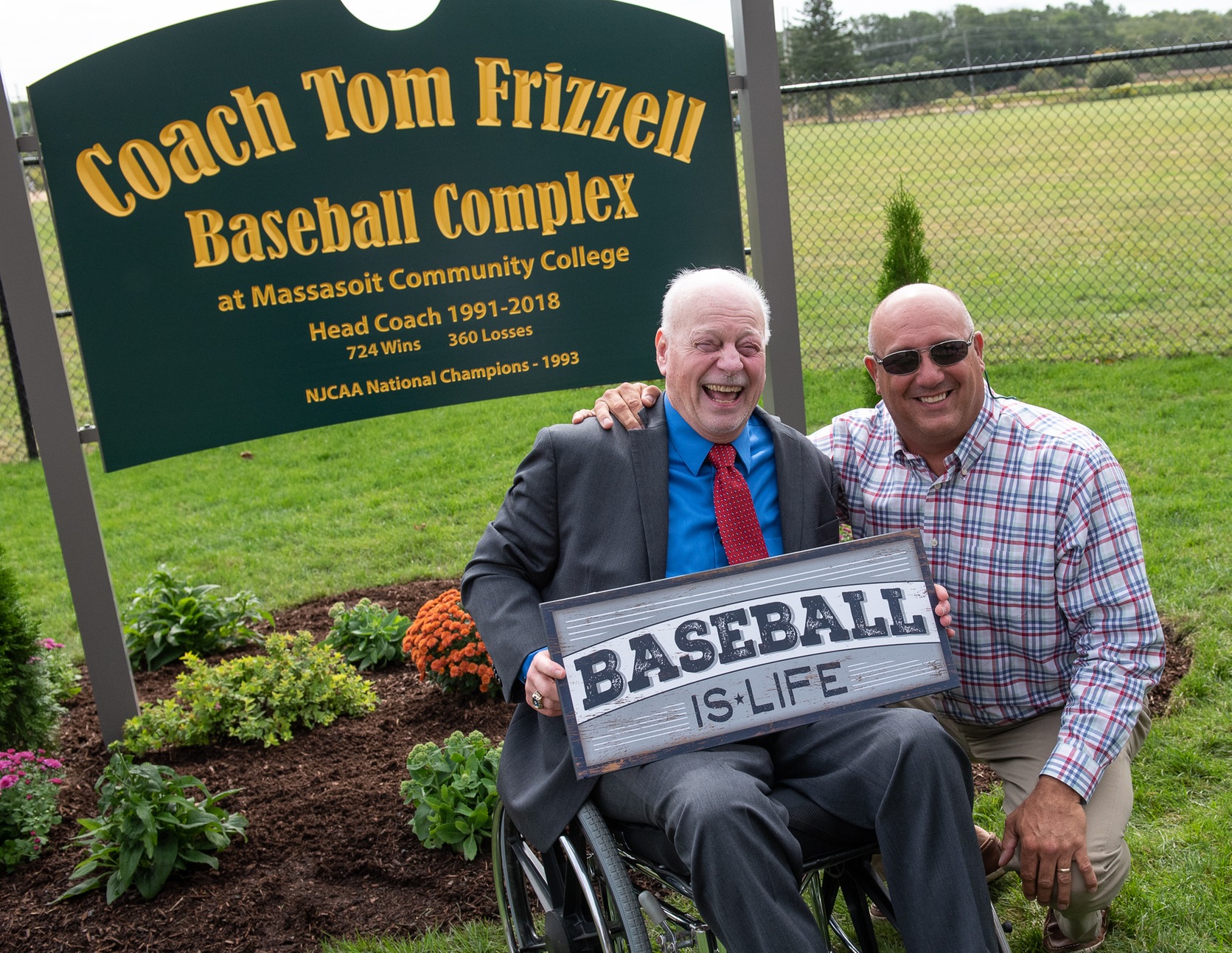 Hall of Fame Baseball Coach Tom Frizzell & Massasoit Vice President Bill Mitchell